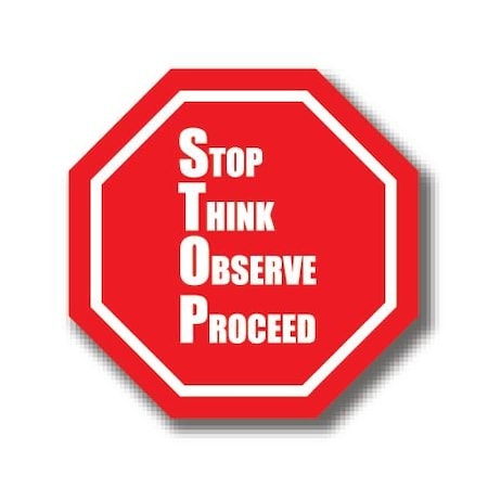 Ergomat 30in OCTAGON SIGNS - Stop Think Observe Proceed DSV-SIGN 900 #0023 -UEN
